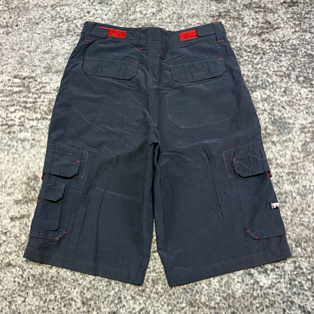 VTG Lee Pipes Cargo Shorts 27" Waist Navy Blue Baggy Skater Grunge Rave Y2K